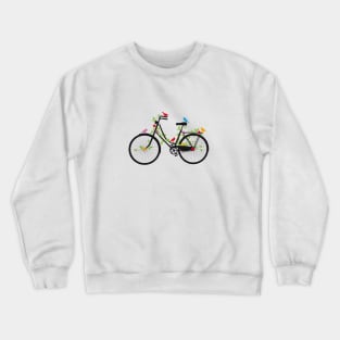 Old vintage bicycle with flowers and birds Crewneck Sweatshirt